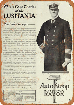 1910 Captain of the Lusitania for AutoStrop Razors - Metal Sign