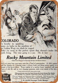 1910 Rock Island Rocky Mountain Limited to Colorado - Metal Sign