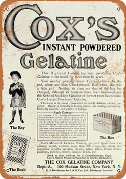 1910 Cox's Instant Powdered Gelatine - Metal Sign