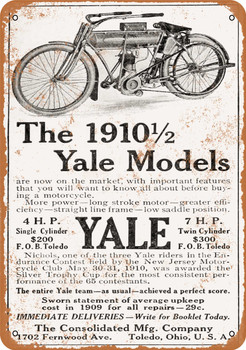 1910 Yale Motorcycles - Metal Sign