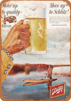 1958 Schlitz Beer and Duck Hunting - Metal Sign
