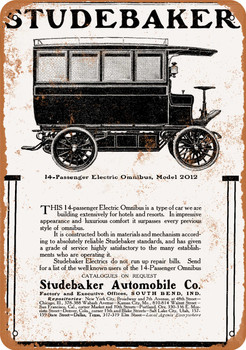 1906 Studebaker Electric Omnibus - Metal Sign
