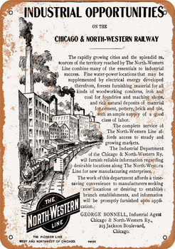 1906 Chicago & North Western Railway - Metal Sign
