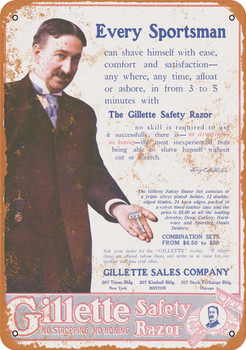 1908 Gillette Safety Razors - Metal Sign