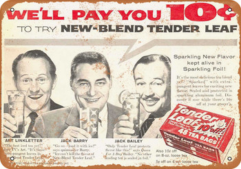 1958 Tender Leaf Tea Bags - Metal Sign