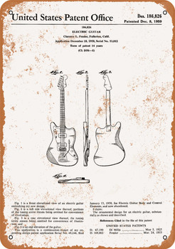 1959 Clarence Fender Electric Guitar Patent - Metal Sign