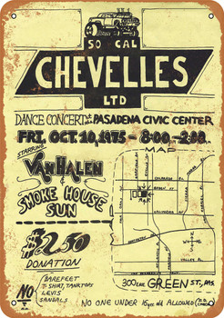 1975 Van Halen in Pasadena - Metal Sign