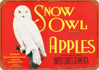 Snow Owl Apples - Metal Sign