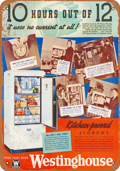 1937 Westinghouse Refrigerators - Metal Sign