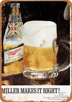 1970 Miller Beer - Metal Sign