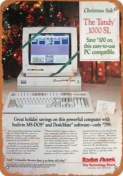 1986 Radio Shack Tandy 1000 SL Computer - Metal Sign