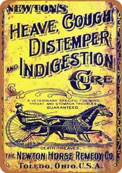 1910 Horse Remedy Distemper Cure - Metal Sign
