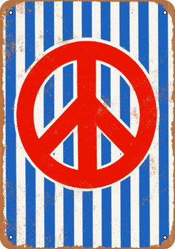 1972 Red, White and Blue Peace Sign - Metal Sign