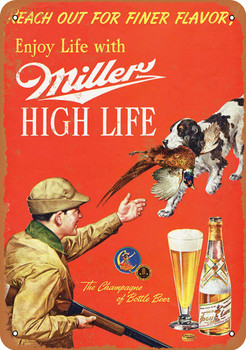1958 Miller Beer and Pheasant Hunting - Metal Sign