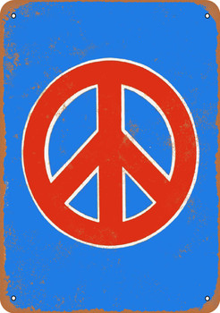 1972 Red Peace Sign - Metal Sign