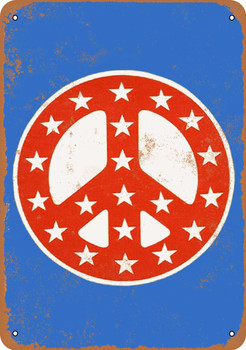 1972 Red Stars Peace Sign - Metal Sign