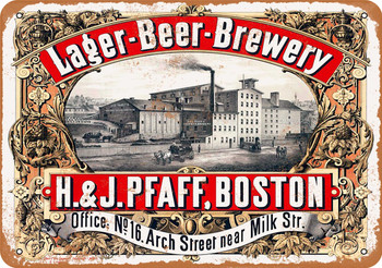 1875 Pfaff Boston Beer Brewery - Metal Sign