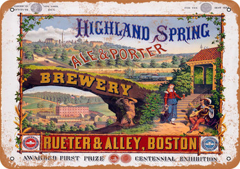 1877 Highland Spring Brewery Ale and Porter Beer - Metal Sign