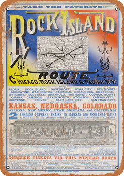 1880 Rock Island Route Railway - Metal Sign