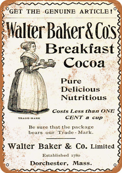 1898 Baker Breakfast Cocoa - Metal Sign