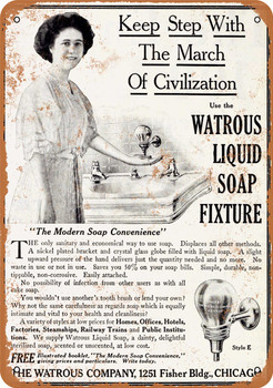 1911 Watrous Liquid Soap Fixtures for the Bathroom - Metal Sign