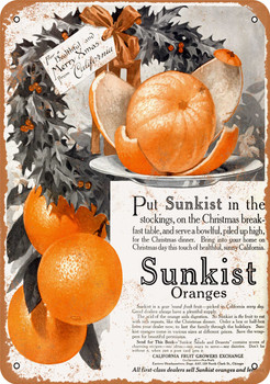 1915 Sunkist Oranges for Christmas - Metal Sign