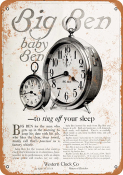 1916 Western Clock Alarm Clocks - Metal Sign