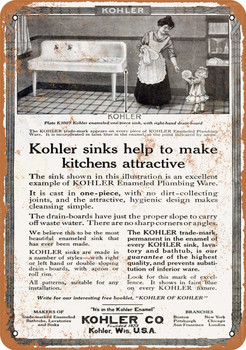 1916 Kohler Sinks - Metal Sign