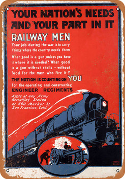 1918 The Nation is Counting on Railroad Men - Metal Sign