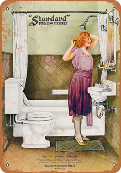 1922 Standard Plumbing Bathroom Fixtures - Metal Sign
