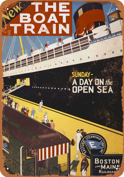 1925 Boston and Maine Railroad Boat Train - Metal Sign