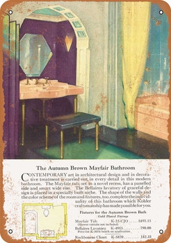 1929 Bathroom Fixtures Autumn Brown Mayfair - Metal Sign