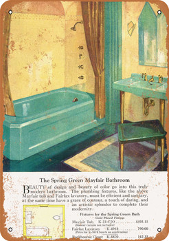 1929 Bathroom Fixtures Spring Green Mayfair - Metal Sign