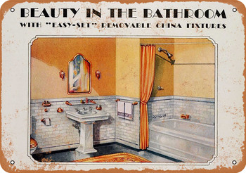 1929 China Bathroom Fixtures - Metal Sign