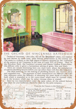 1930 Standard Orchid of Vincennes Bathroom Fixtures - Metal Sign