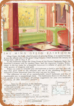 1930 Standard Ming Green Bathroom Fixtures - Metal Sign