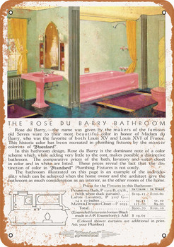 1930 Standard Rose du Barry Bathroom Fixtures - Metal Sign
