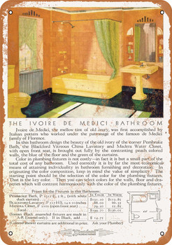 1930 Standard Ivoire de Medici Bathroom Fixtures - Metal Sign