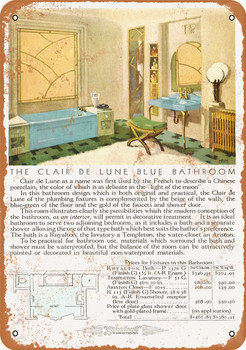 1930 Standard Clair de Lune Blue Bathroom Fixtures - Metal Sign