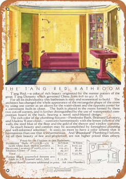 1930 Standard Tang Red Bathroom Fixtures - Metal Sign