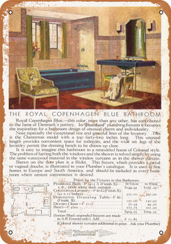 1930 Standard Royal Copenhagen Blue Bathroom Fixtures - Metal Sign