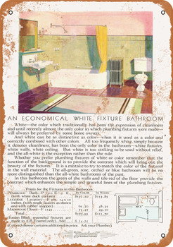 1930 Standard Economical White Bathroom Fixtures - Metal Sign