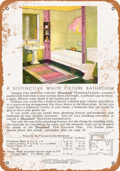 1930 Standard Distinctive White Bathroom Fixtures - Metal Sign
