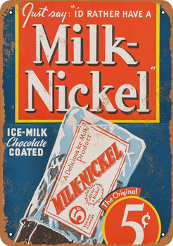 1937 Milk-Nickel Ice Milk Bar - Metal Sign