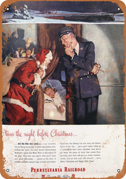 1947 Pennsylvania Railroad Christmas - Metal Sign