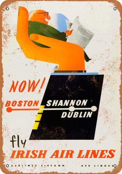Irish Air Lines Boston Shannon Dublin - Metal Sign