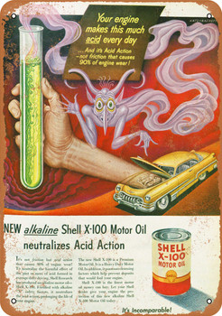 1951 Shell X-100 Motor Oil - Metal Sign