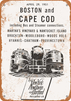1951 New Haven Railroad Boston and Cape Cod - Metal Sign
