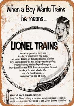 1952 Lionel Toy Trains - Metal Sign