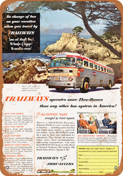 1952 Trailways Bus System - Metal Sign